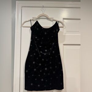 Super down black mini dress
